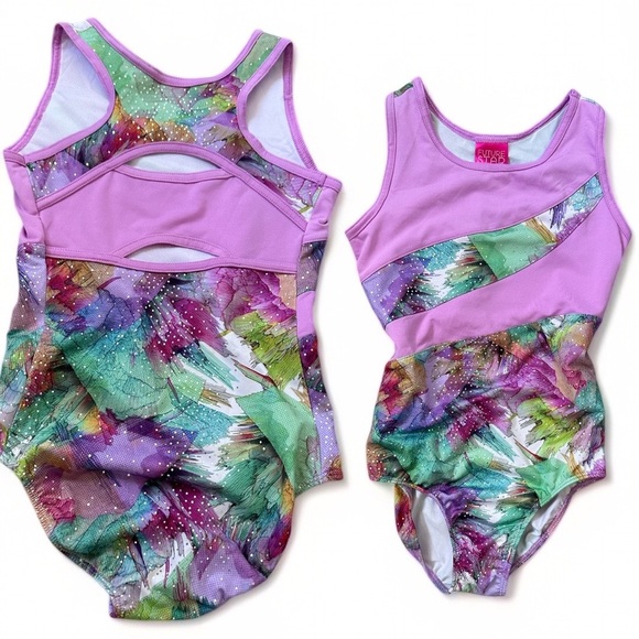 Capezio Future Star Girls Vibrant Multi Color Dance Leotard One-Piece Size Small - Picture 2 of 16